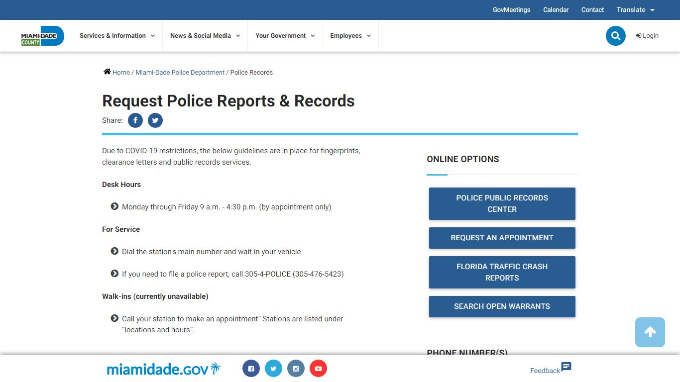 Request Police Reports & Records - Miami-Dade County
